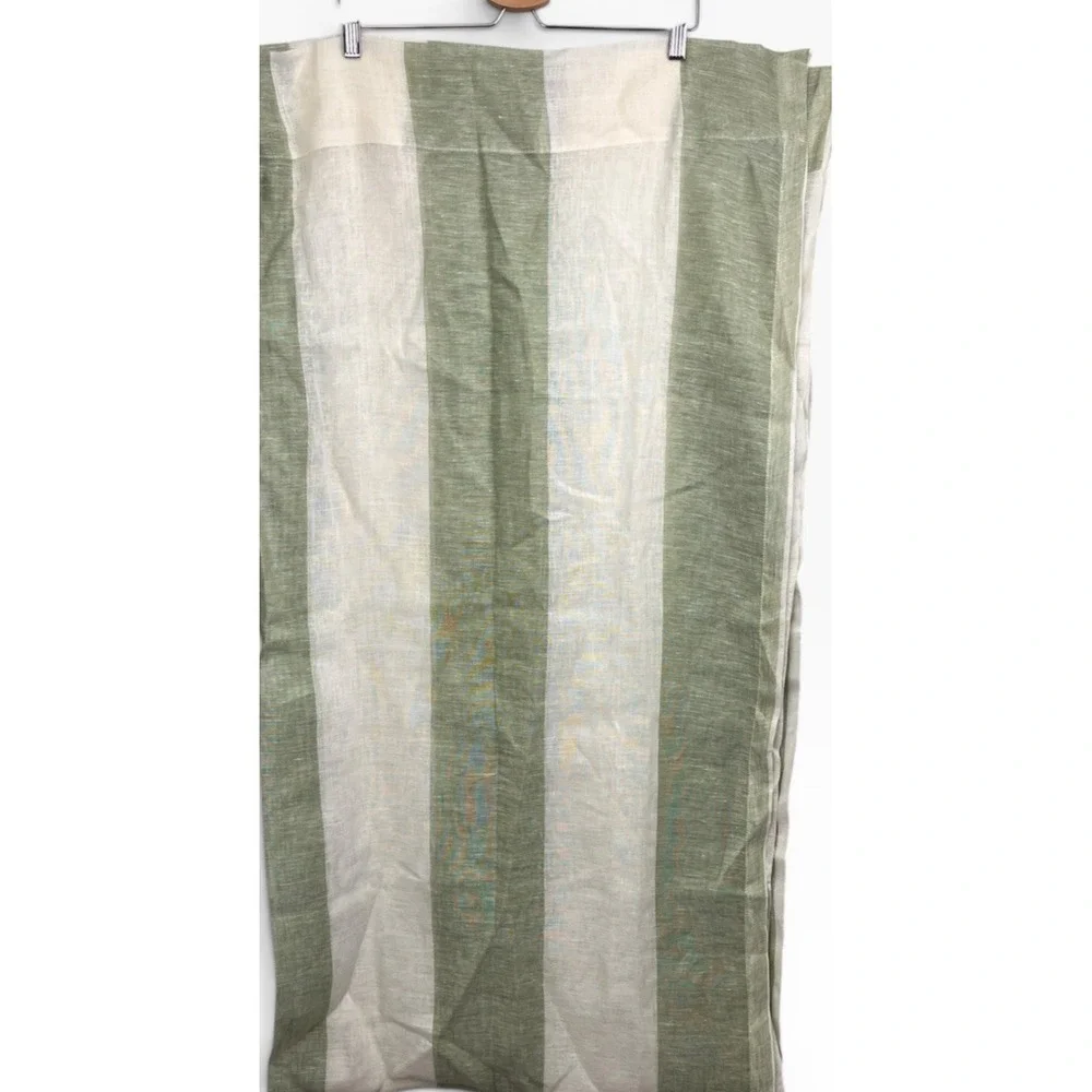 Restoration Hardware Masters of Linen Curtain‎ Sheer Stripe Celadon Cream 50x96